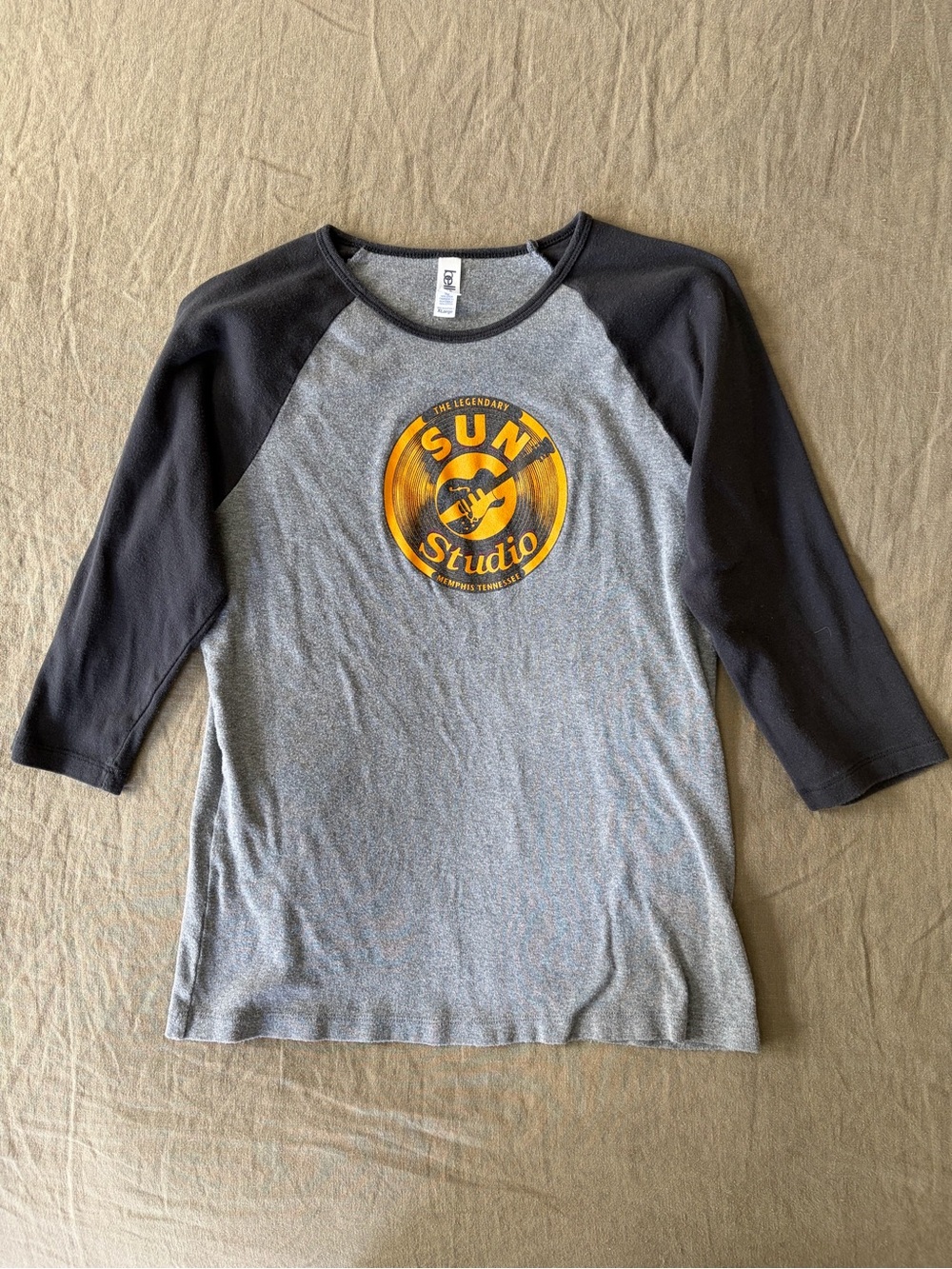 Sun Studio Vintage Grey & Black Raglan Baseball Tee